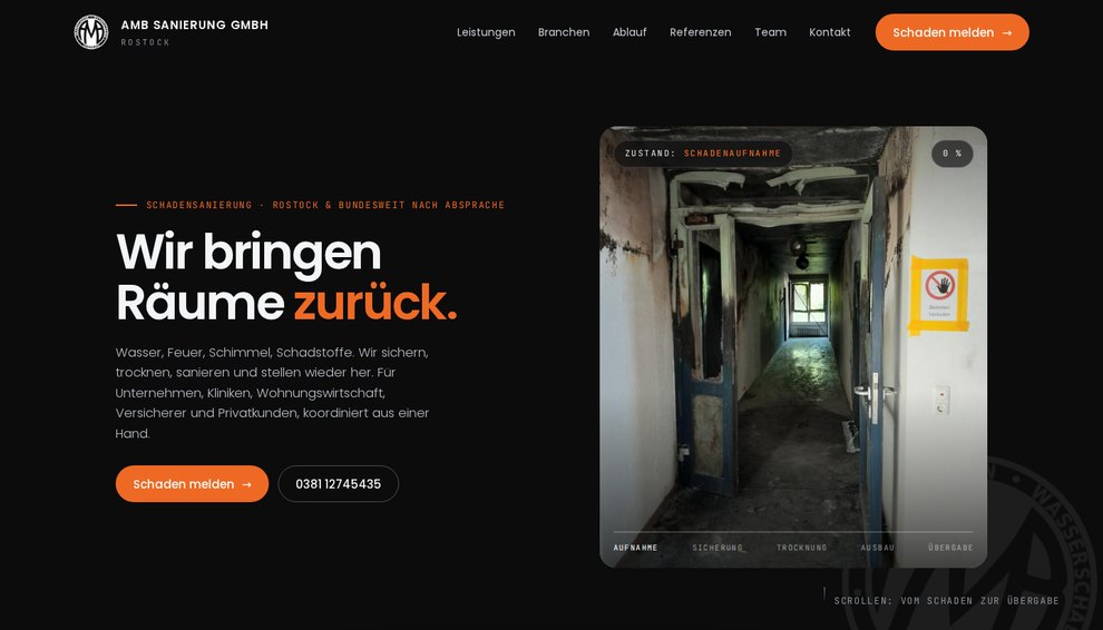 Website AMB Sanierung – Webdesign von Media Komplize
