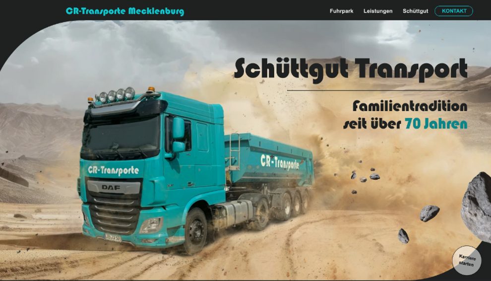 Website CR Transporte Mecklenburg – Webdesign von Media Komplize