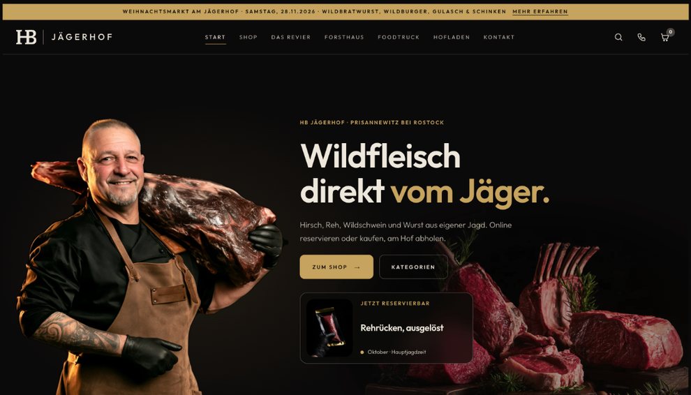 Website HB Jägerhof – Webdesign von Media Komplize