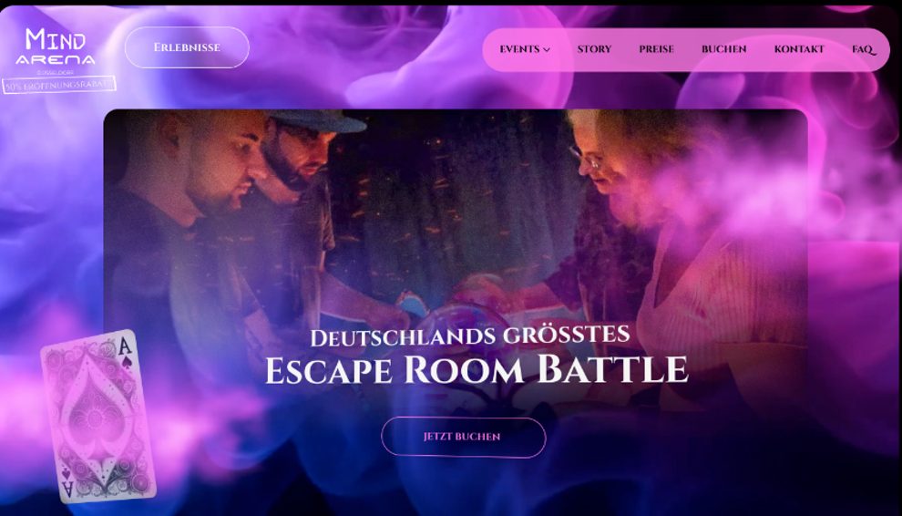Website Mind Arena Düsseldorf – Webdesign von Media Komplize
